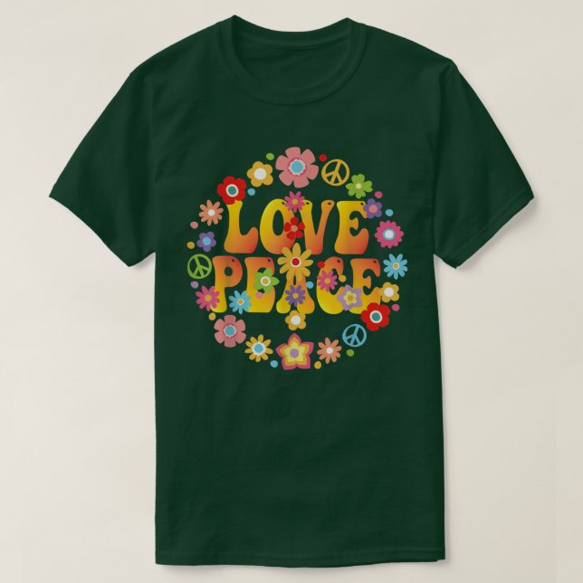 Camiseta PEACE SIGN LOVE 1960s 1970s  Tie Dye Groovy Hippie (Diseño del anverso)