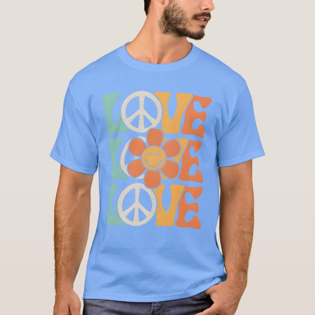 Camiseta Peace Sign Love 60s 70s Costume 70heme Party frien (Anverso)