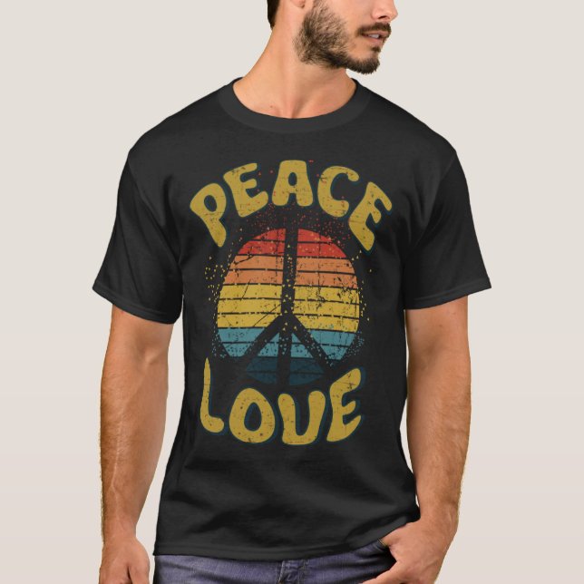 Camiseta Peace Sign Love 60s 70s Costume Groovy Hippie Them (Anverso)