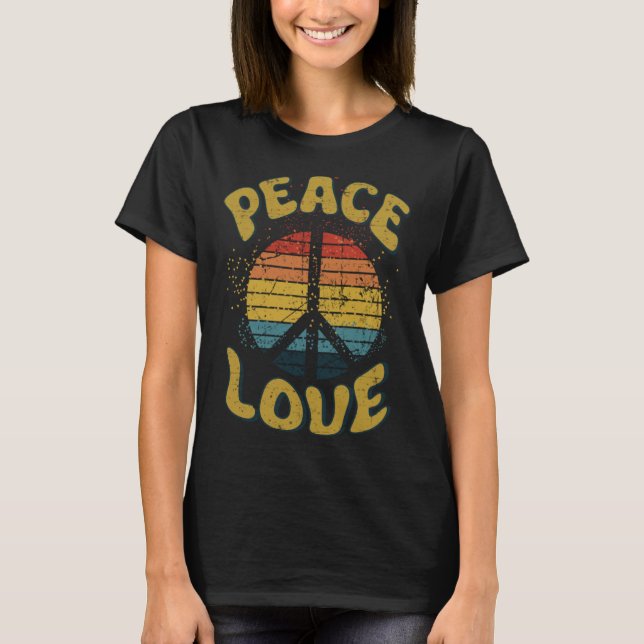 Camiseta Peace Sign Love 60s 70s Costume Groovy Hippie Them (Anverso)