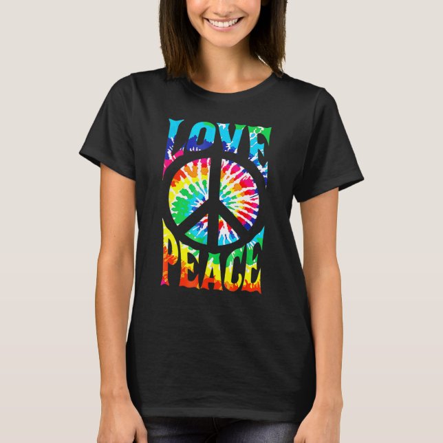Camiseta Peace Sign Love 60S 70S Tie Dye Hippie Costume (Anverso)