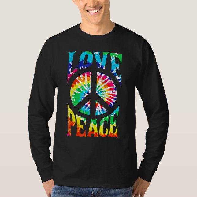 Camiseta Peace Sign Love 60S 70S Tie Dye Hippie Costume (Anverso)