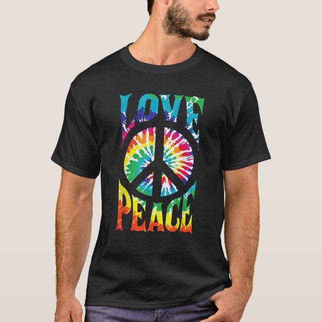 Camiseta PEACE SIGN LOVE 60s 70s Tie Dye Hippie Halloween C (Anverso)