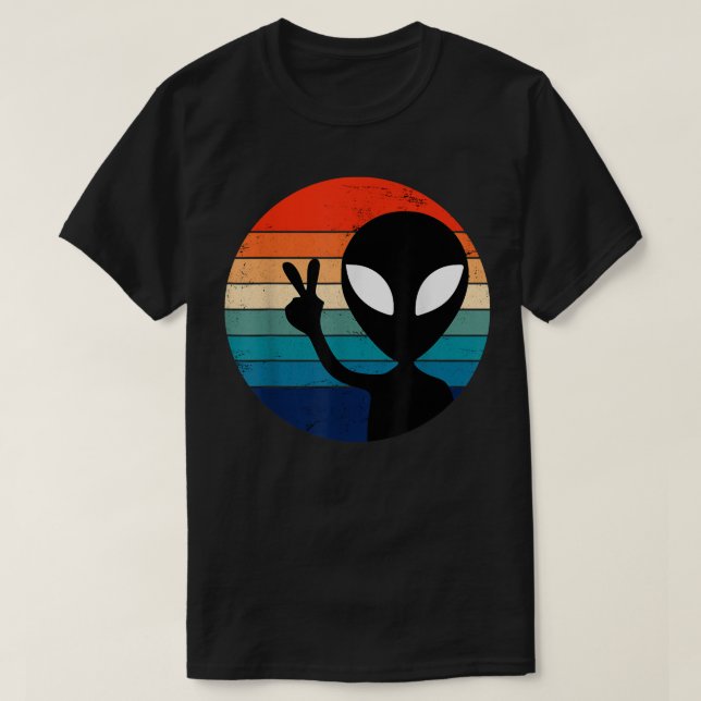 Camiseta PEACE SIGN LOVE ALIEN 60s 70s Tie Dye Hippie Hallo (Diseño del anverso)