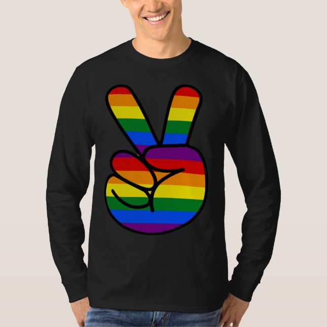 Camiseta Peace Sign Rainbow Hippie Love (Anverso)