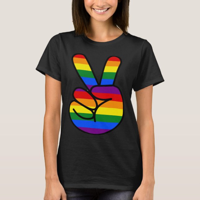 Camiseta Peace Sign Rainbow Hippie Love (Anverso)