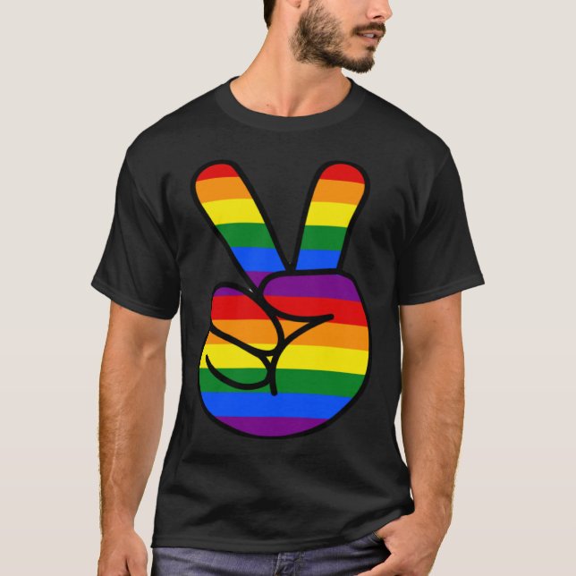 Camiseta Peace Sign Rainbow Hippie Love (Anverso)