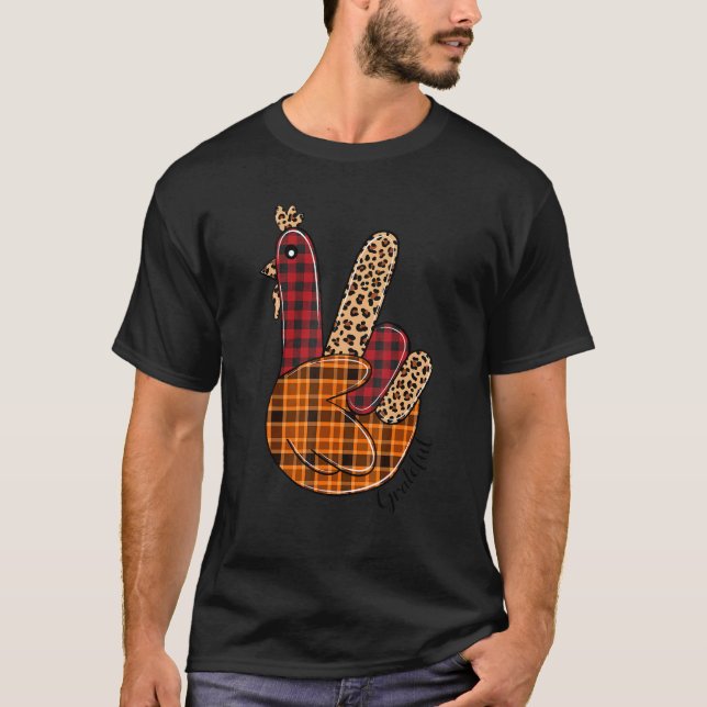 Camiseta Peace Sign Turkey Grateful Turkey Hand Sign Thanks (Anverso)