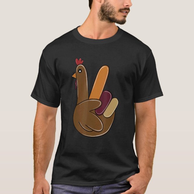 Camiseta Peace Sign Turkey Hand Cool Thanksgiving Hippie Me (Anverso)