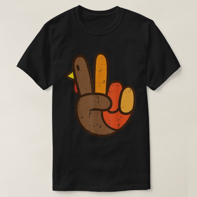 Camiseta Peace Turkey Hand Retro Thanksgiving Shirt (Diseño del anverso)