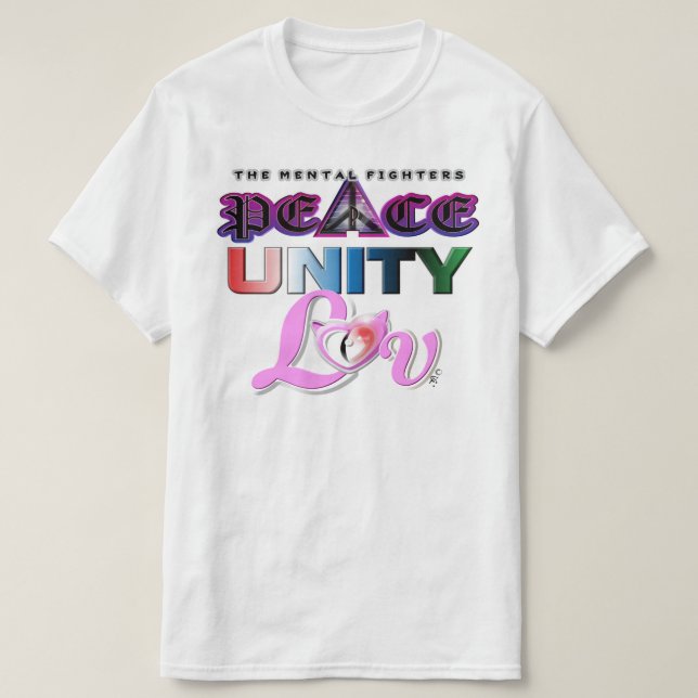 CAMISETA PEACE UNITY AND LOVE (Diseño del anverso)