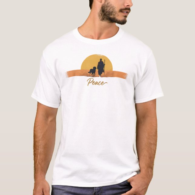 Camiseta Peace Walking Monk with Aloka Dog – Walk for Peace (Anverso)
