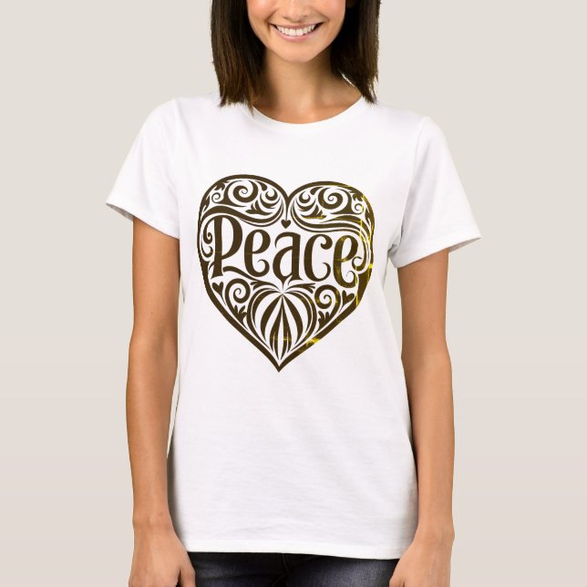Camiseta Peace Word Art In Gold  (Anverso)