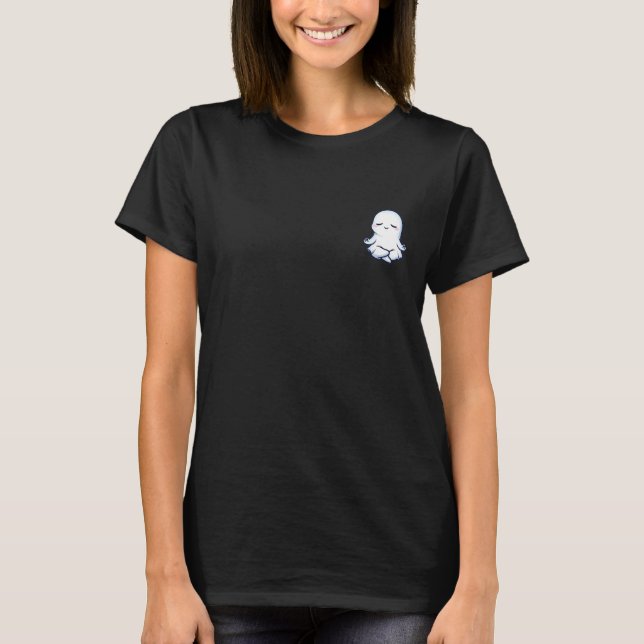 Camiseta Peaceful Cute Ghost Meditating in Lotus Yoga Pose (Anverso)