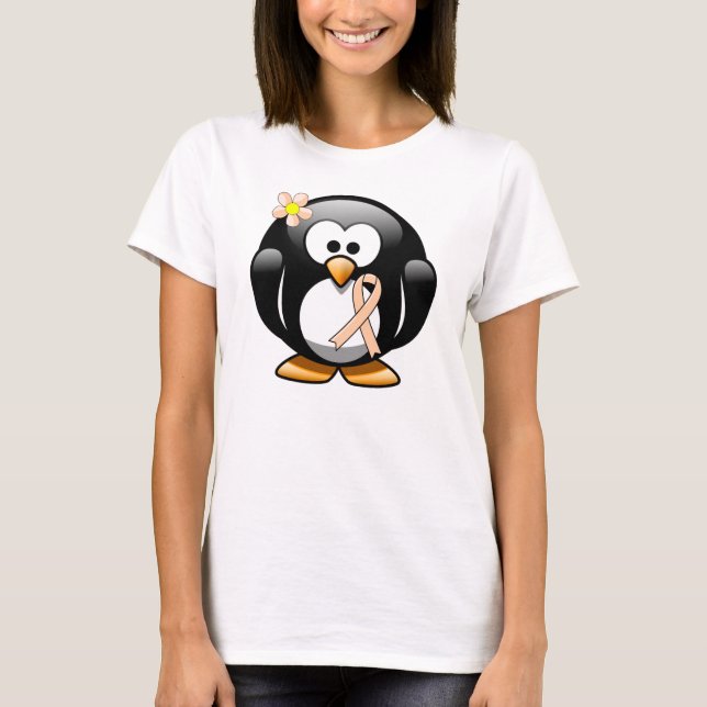 Camiseta Peach Awareness Ribbon Penguin (Anverso)