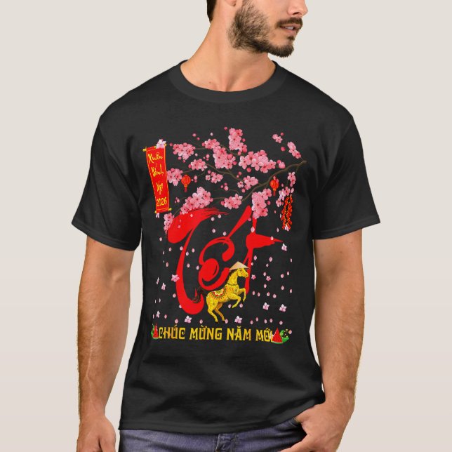 Camiseta Peach Blossom Vietnamese Lunar New Year Horse 2026 (Anverso)