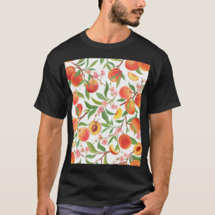 Camiseta Peach Tropical Fruit Vintage Pattern.