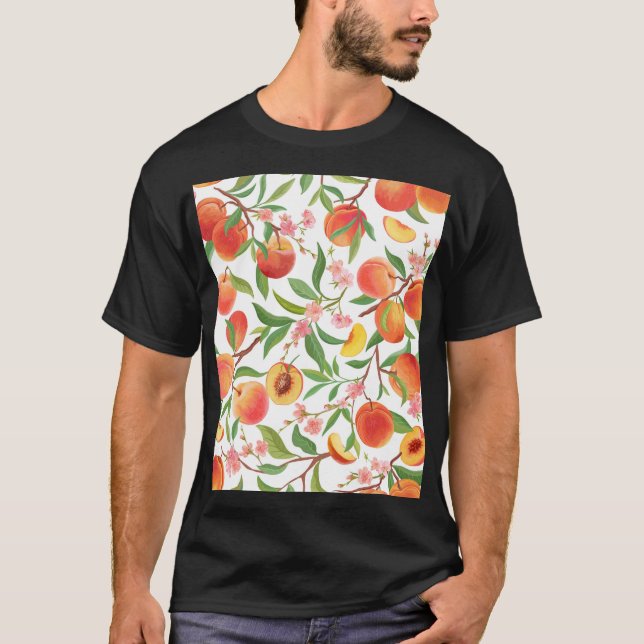 Camiseta Peach Tropical Fruit Vintage Pattern. (Anverso)