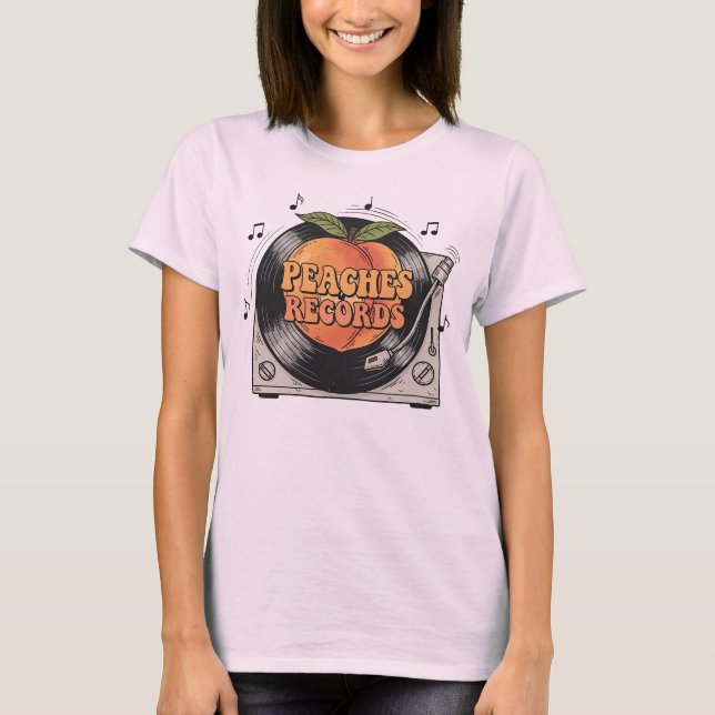 Camiseta Peaches Records Retro Vinyl Music Ilustracion (Anverso)