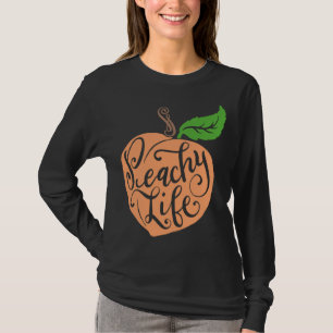 Camiseta Peachy Life Single Peach Quote Fruto Dibujar mano
