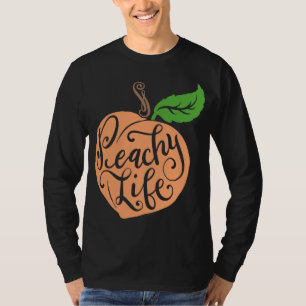 Camiseta Peachy Life Single Peach Quote Fruto Dibujar mano