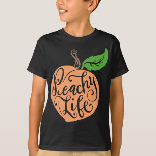 Camiseta Peachy Life Single Peach Quote Fruto Dibujar mano