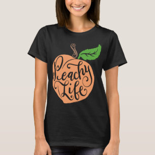 Camiseta Peachy Life Single Peach Quote Fruto Dibujar mano