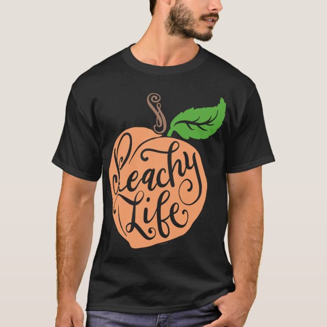 Camiseta Peachy Life Single Peach Quote Fruto Dibujar mano (Anverso)