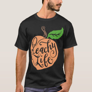 Camiseta Peachy Life Single Peach Quote Fruto Dibujar mano