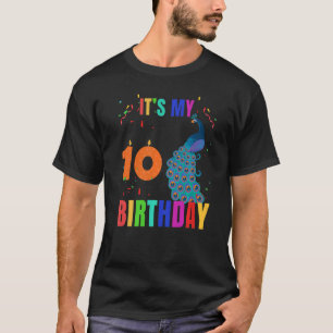 Camiseta Peacock 10.º cumpleaños Cute Birds Animal Graphic