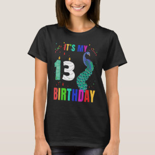 Camiseta Peacock 13.º cumpleaños Cute Birds Animal Graphic