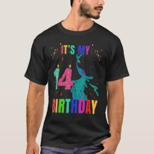 Camiseta Peacock 14th Birthday Cute Birds Animal Graphic