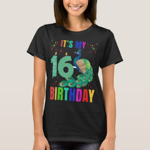 Camiseta Peacock 16 cumpleaños Cute Birds Animal Graphi
