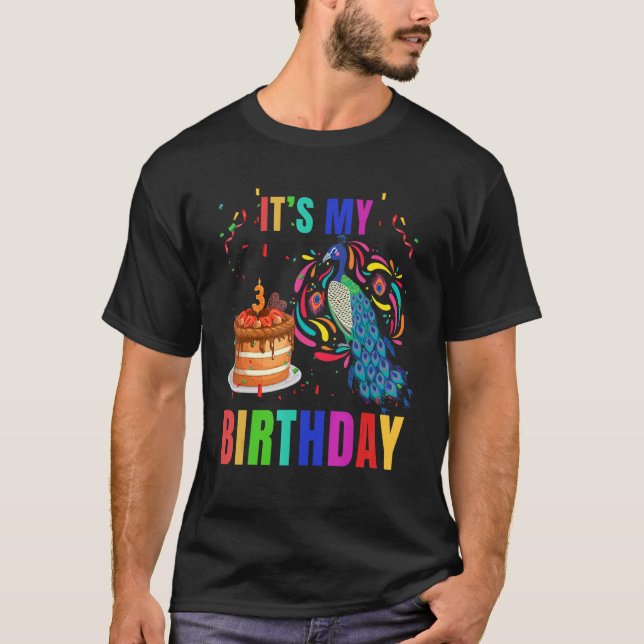 Camiseta Peacock 3er cumpleaños Cute Birds Animal Graphic (Anverso)
