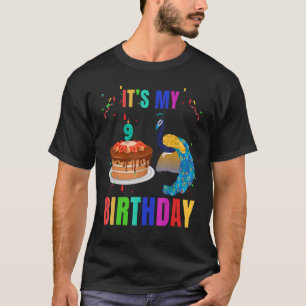 Camiseta Peacock 9º cumpleaños Cute Birds Animal Gráfico