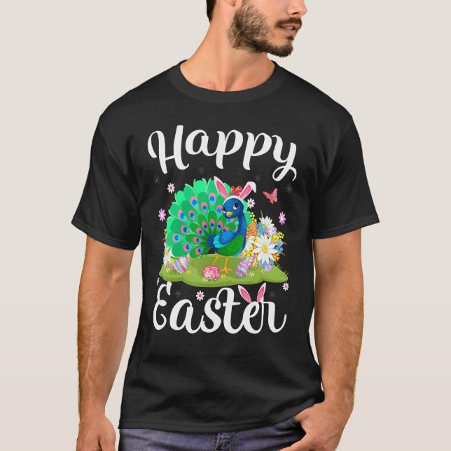 Camiseta Peacock Bird Easter Huevo de caza Floral Peacock E (Anverso)