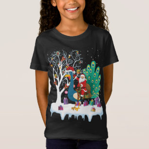Camiseta Peacock Bird Lover Xmas Regalo Santa Riding Peacoc