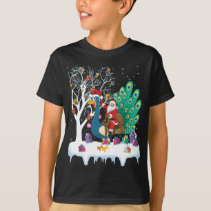 Camiseta Peacock Bird Lover Xmas Regalo Santa Riding Peacoc