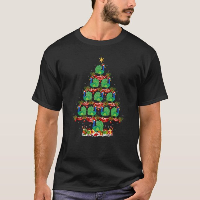 Camiseta Peacock Bird  Xmas Holiday Santa Peacock Christmas (Anverso)