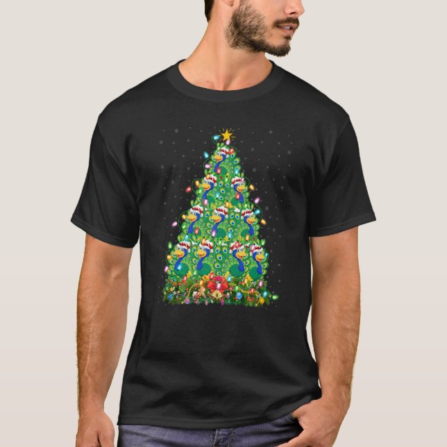 Camiseta Peacock Bird Xmas ilumina a Navidades de Santa Pea (Anverso)