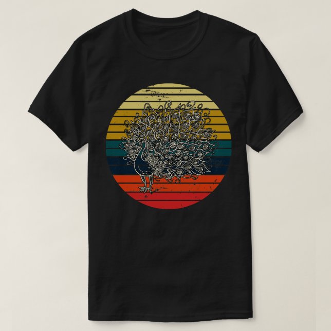 Camiseta Peacock de aves ornamentales retro (Diseño del anverso)