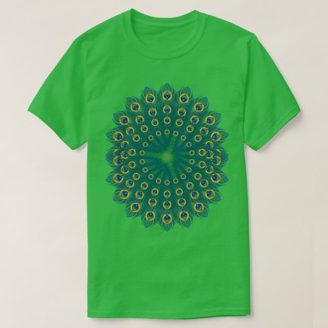 Camiseta Peacock Feathers Mandala Peacock (Diseño del anverso)