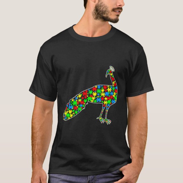 Camiseta Peacock Funny Puzzle Animals Autism Awareness (Anverso)