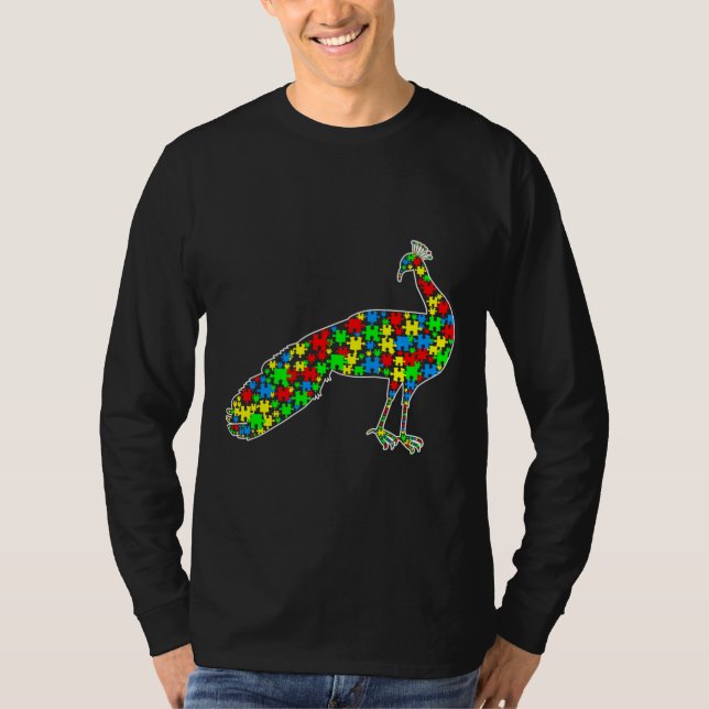 Camiseta Peacock Funny Puzzle Animals Autism Awareness (Anverso)