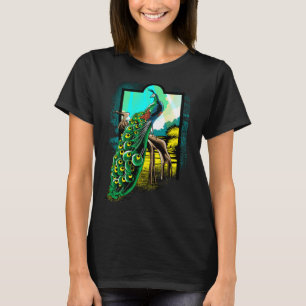 Camiseta Peacock Vintage Distresal Gráfico Azul Peacock