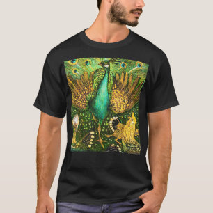 Camiseta Peacock y pollos de estilo Art Nouveau de los País
