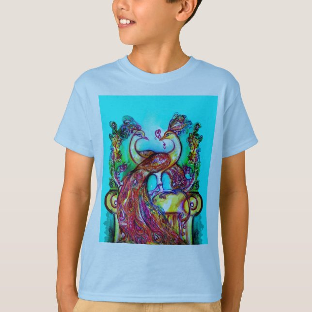 Camiseta PEACOCKS EN AMOR MONOGRAMA azul turquesa rojo verd (Anverso)