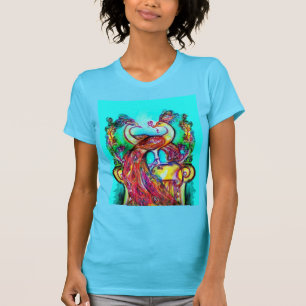 Camiseta PEACOCKS EN AMOR MONOGRAMA azul turquesa rojo verd
