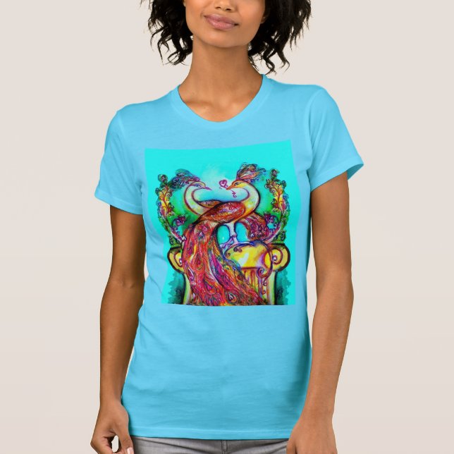 Camiseta PEACOCKS EN AMOR MONOGRAMA azul turquesa rojo verd (Anverso)