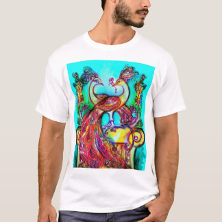 Camiseta PEACOCKS EN AMOR MONOGRAMA azul turquesa rojo verd